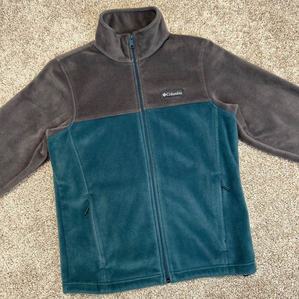 Columbia Granite Mountain Fleece Jacket Men‎ Size Small GREEN Gray Outdoors